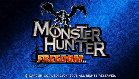Monster Hunter Freedom title screen for PSP